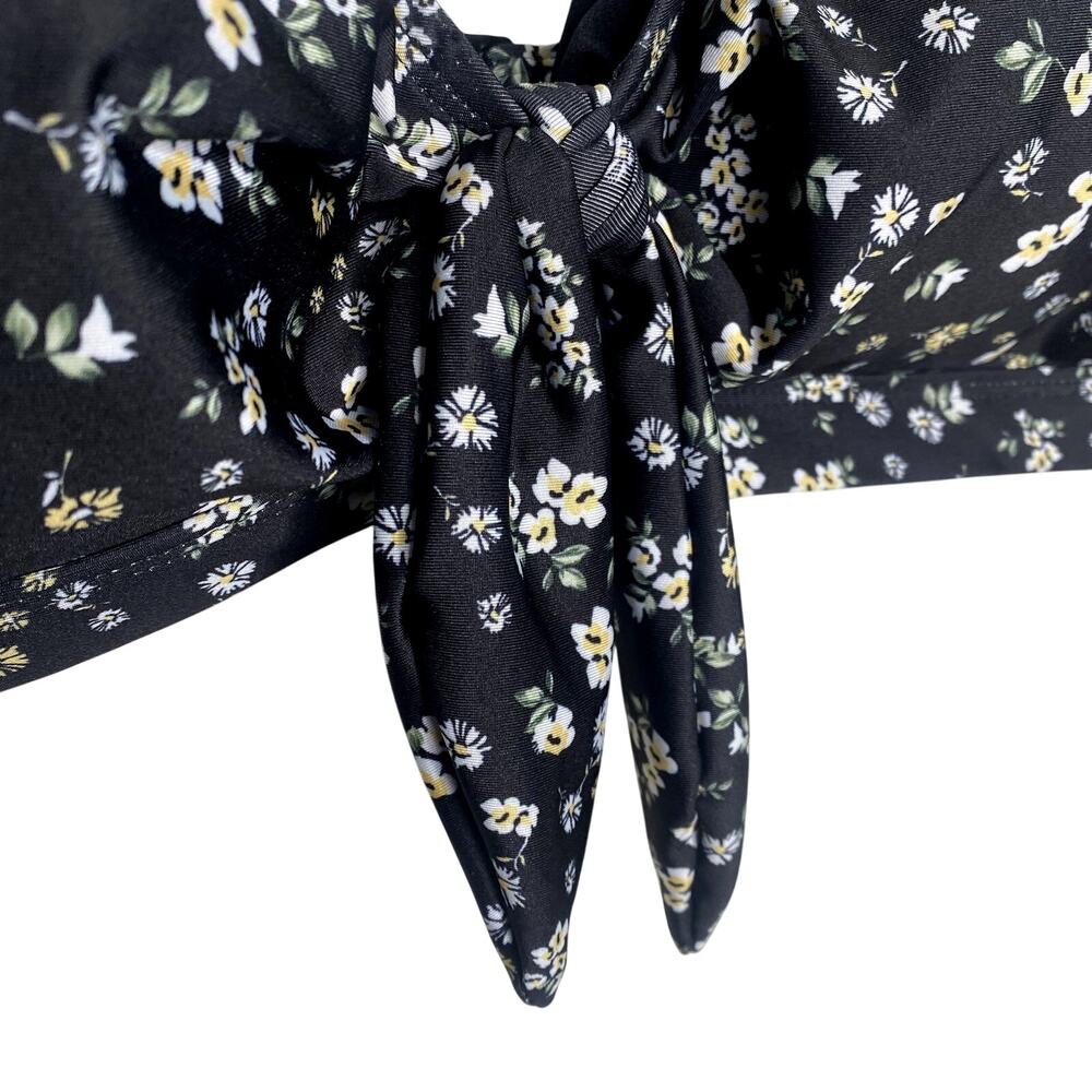 Social Angel Tie Front Bikini Top Size 3X Dark Floral Grunge Moody Romanticism - Picture 2 of 11
